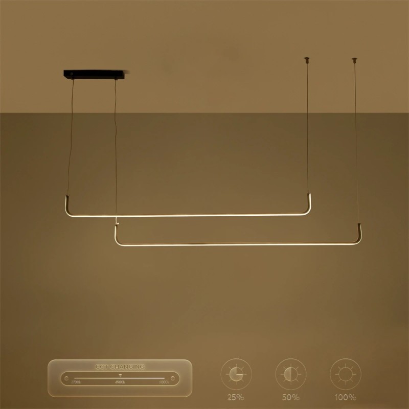 kelvo® LINARIA KLV-101-0258 Κρεμαστό Φωτιστικό Οροφής LED 72W 7200lm 180° AC 220-240V IP20 Ρυθμιζόμενο Λευκό CCT με Χειριστήριο από 2700K έως 6000K Dimmable - Lumileds SMD Chip - Μαύρο Ματ - Μ130 x Π4 x Υ25cm - 3 Χρόνια Εγγύηση