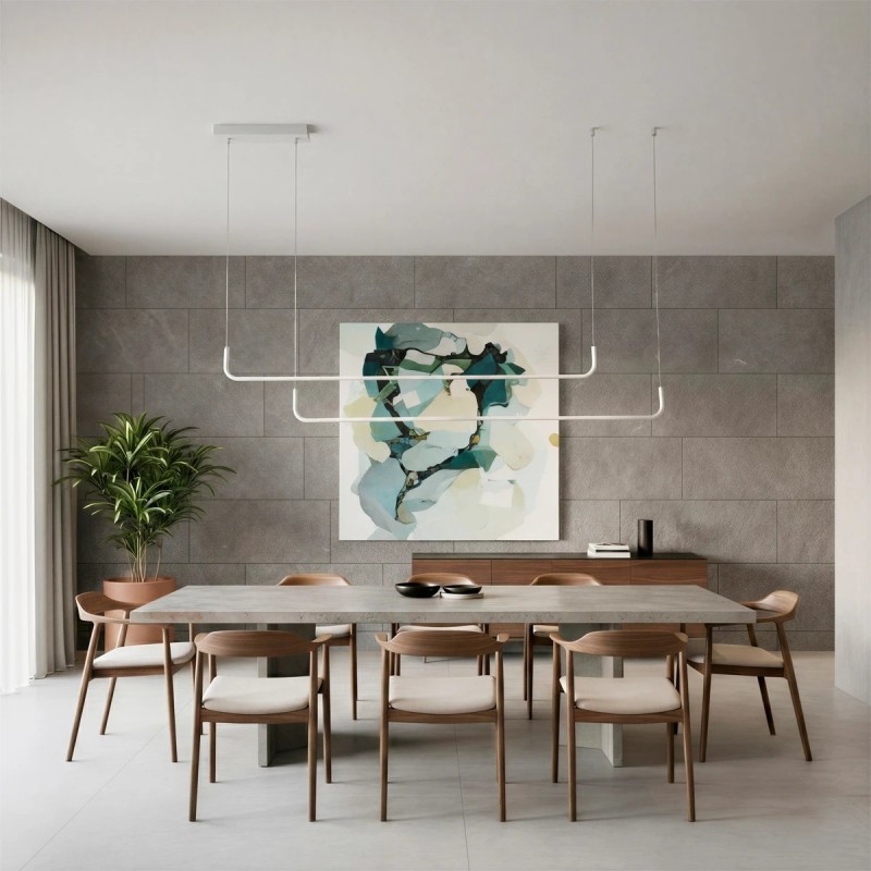 kelvo® LINARIA KLV-101-0259 Κρεμαστό Φωτιστικό Οροφής LED 72W 7200lm 180° AC 220-240V IP20 Ρυθμιζόμενο Λευκό CCT με Χειριστήριο από 2700K έως 6000K Dimmable - Lumileds SMD Chip - Λευκό Ματ - Μ130 x Π4 x Υ25cm - 3 Χρόνια Εγγύηση