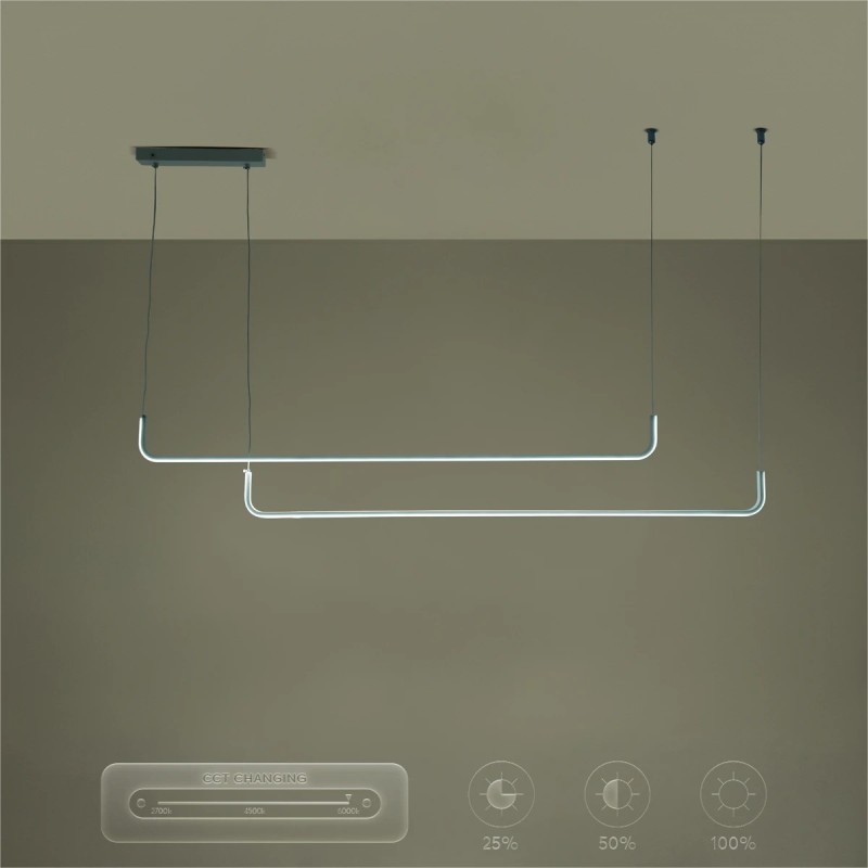 kelvo® LINARIA KLV-101-0259 Κρεμαστό Φωτιστικό Οροφής LED 72W 7200lm 180° AC 220-240V IP20 Ρυθμιζόμενο Λευκό CCT με Χειριστήριο από 2700K έως 6000K Dimmable - Lumileds SMD Chip - Λευκό Ματ - Μ130 x Π4 x Υ25cm - 3 Χρόνια Εγγύηση