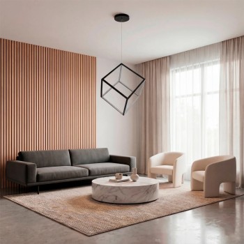 kelvo® KIBOO KLV-101-0261 Κρεμαστό Φωτιστικό Οροφής LED 36W 3600lm 360° AC 220-240V IP20 Ρυθμιζόμενο Λευκό CCT με Χειριστήριο από 2700K έως 6000K Dimmable - Lumileds SMD Chip - Μαύρο Ματ - Μ40 x Π40 x Υ40cm - 3 Χρόνια Εγγύηση