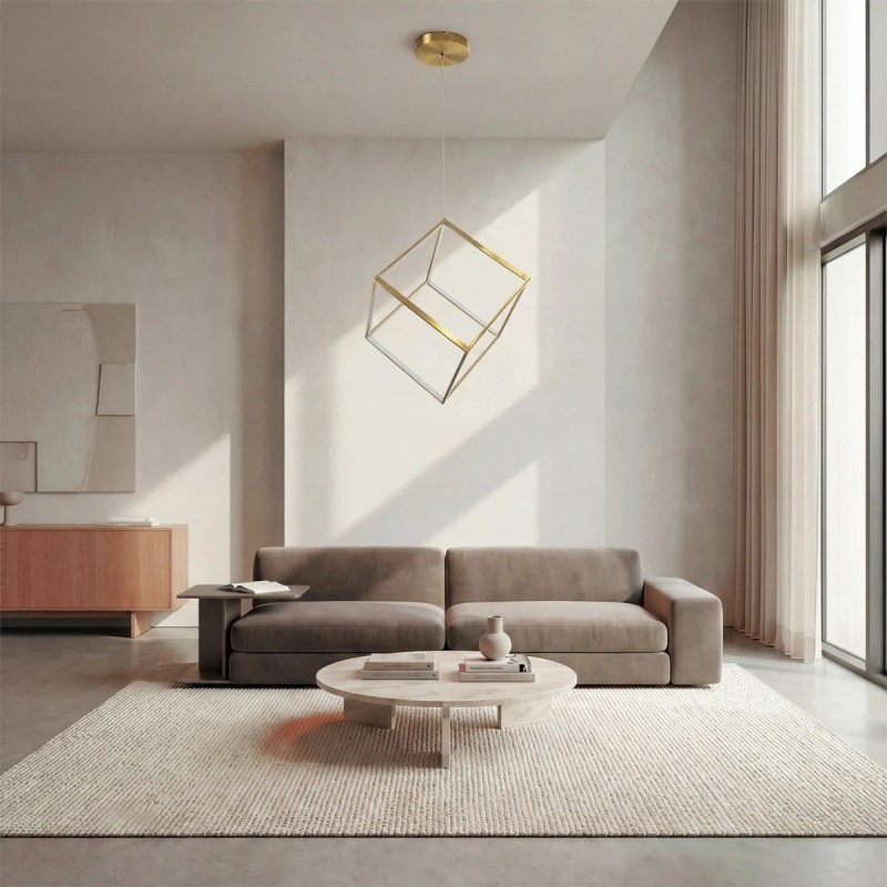 kelvo® KIBOO KLV-101-0262 Κρεμαστό Φωτιστικό Οροφής LED 36W 3600lm 360° AC 220-240V IP20 Ρυθμιζόμενο Λευκό CCT με Χειριστήριο από 2700K έως 6000K Dimmable - Lumileds SMD Chip - Χρυσό Πλατίνα - Μ40 x Π40 x Υ40cm - 3 Χρόνια Εγγύηση