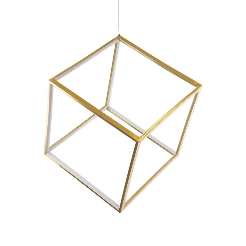 kelvo® KIBOO KLV-101-0262 Κρεμαστό Φωτιστικό Οροφής LED 36W 3600lm 360° AC 220-240V IP20 Ρυθμιζόμενο Λευκό CCT με Χειριστήριο από 2700K έως 6000K Dimmable - Lumileds SMD Chip - Χρυσό Πλατίνα - Μ40 x Π40 x Υ40cm - 3 Χρόνια Εγγύηση