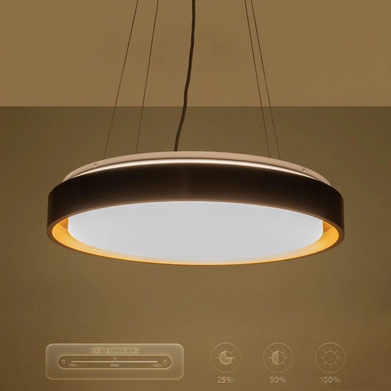 kelvo® BARCHETTA KLV-101-0266 Κρεμαστό Φωτιστικό Οροφής LED 72W 7200lm 120° AC 220-240V IP20 Ρυθμιζόμενο Λευκό CCT με Χειριστήριο από 2700K έως 6000K Dimmable - Lumileds SMD Chip - Μαύρο & Σαμπανιζέ Χρυσό Ματ - Μ48 x Π48 x Υ8.2cm - 3 Χρόνια Εγγύηση