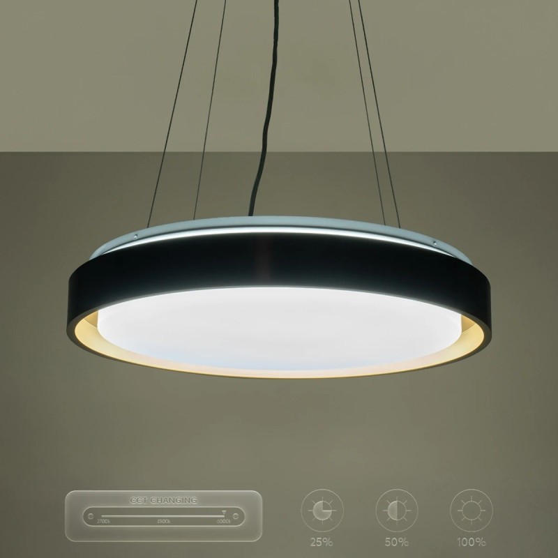 kelvo® BARCHETTA KLV-101-0266 Κρεμαστό Φωτιστικό Οροφής LED 72W 7200lm 120° AC 220-240V IP20 Ρυθμιζόμενο Λευκό CCT με Χειριστήριο από 2700K έως 6000K Dimmable - Lumileds SMD Chip - Μαύρο & Σαμπανιζέ Χρυσό Ματ - Μ48 x Π48 x Υ8.2cm - 3 Χρόνια Εγγύηση