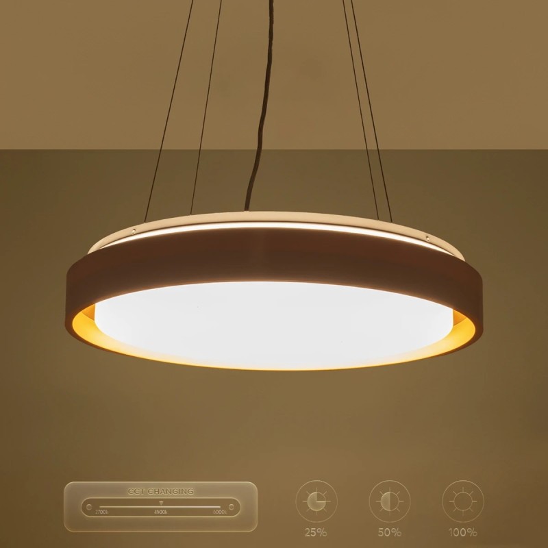 kelvo® BARCHETTA KLV-101-0267 Κρεμαστό Φωτιστικό Οροφής LED 72W 7200lm 120° AC 220-240V IP20 Ρυθμιζόμενο Λευκό CCT με Χειριστήριο από 2700K έως 6000K Dimmable - Lumileds SMD Chip - Λευκό & Σαμπανιζέ Χρυσό Ματ - Μ48 x Π48 x Υ8.2cm - 3 Χρόνια Εγγύηση