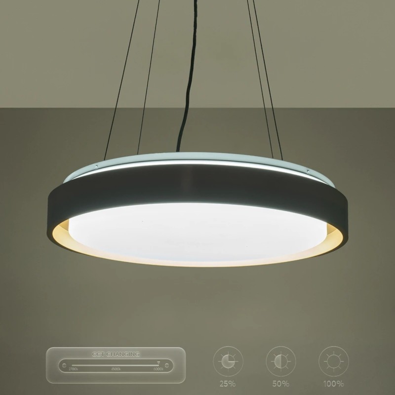 kelvo® BARCHETTA KLV-101-0267 Κρεμαστό Φωτιστικό Οροφής LED 72W 7200lm 120° AC 220-240V IP20 Ρυθμιζόμενο Λευκό CCT με Χειριστήριο από 2700K έως 6000K Dimmable - Lumileds SMD Chip - Λευκό & Σαμπανιζέ Χρυσό Ματ - Μ48 x Π48 x Υ8.2cm - 3 Χρόνια Εγγύηση