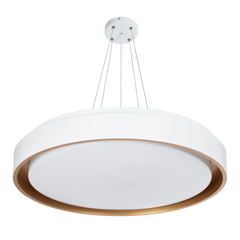 kelvo® BARCHETTA KLV-101-0267 Κρεμαστό Φωτιστικό Οροφής LED 72W 7200lm 120° AC 220-240V IP20 Ρυθμιζόμενο Λευκό CCT με Χειριστήριο από 2700K έως 6000K Dimmable - Lumileds SMD Chip - Λευκό & Σαμπανιζέ Χρυσό Ματ - Μ48 x Π48 x Υ8.2cm - 3 Χρόνια Εγγύηση