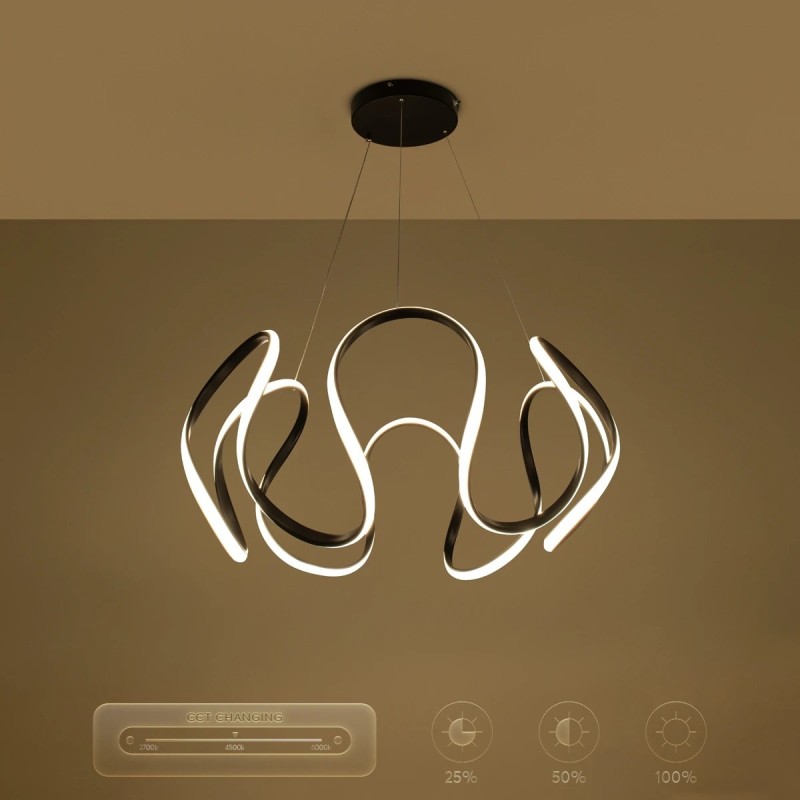 kelvo® TARANTULA KLV-101-0269 Κρεμαστό Φωτιστικό Οροφής LED 120W 12000lm 360° AC 220-240V IP20 Ρυθμιζόμενο Λευκό CCT με Χειριστήριο από 2700K έως 6000K Dimmable - Lumileds SMD Chip - Μαύρο Ματ - Μ78 x Π78 x Υ31.5cm - 3 Χρόνια Εγγύηση