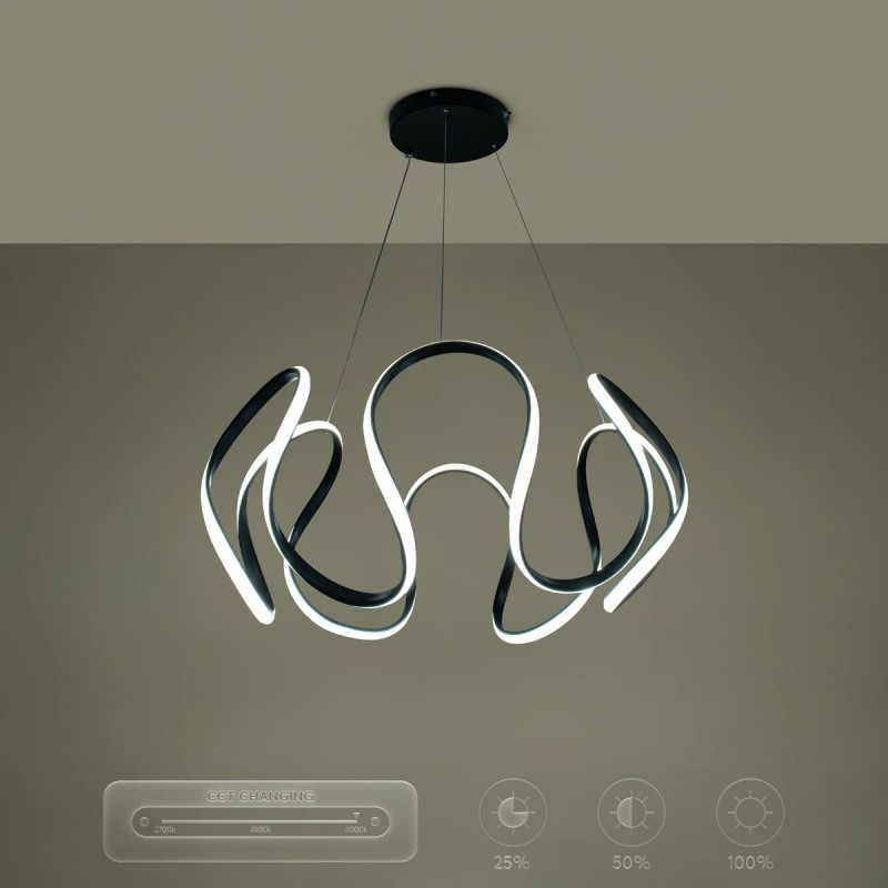 kelvo® TARANTULA KLV-101-0269 Κρεμαστό Φωτιστικό Οροφής LED 120W 12000lm 360° AC 220-240V IP20 Ρυθμιζόμενο Λευκό CCT με Χειριστήριο από 2700K έως 6000K Dimmable - Lumileds SMD Chip - Μαύρο Ματ - Μ78 x Π78 x Υ31.5cm - 3 Χρόνια Εγγύηση