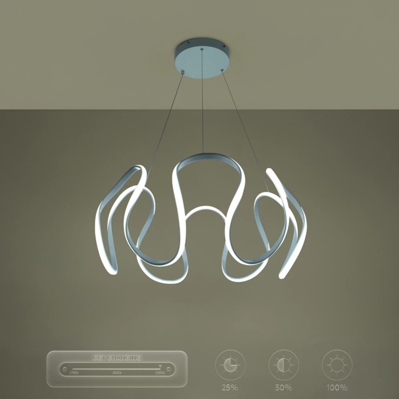 kelvo® TARANTULA KLV-101-0270 Κρεμαστό Φωτιστικό Οροφής LED 120W 12000lm 360° AC 220-240V IP20 Ρυθμιζόμενο Λευκό CCT με Χειριστήριο από 2700K έως 6000K Dimmable - Lumileds SMD Chip - Λευκό Ματ - Μ78 x Π78 x Υ31.5cm - 3 Χρόνια Εγγύηση