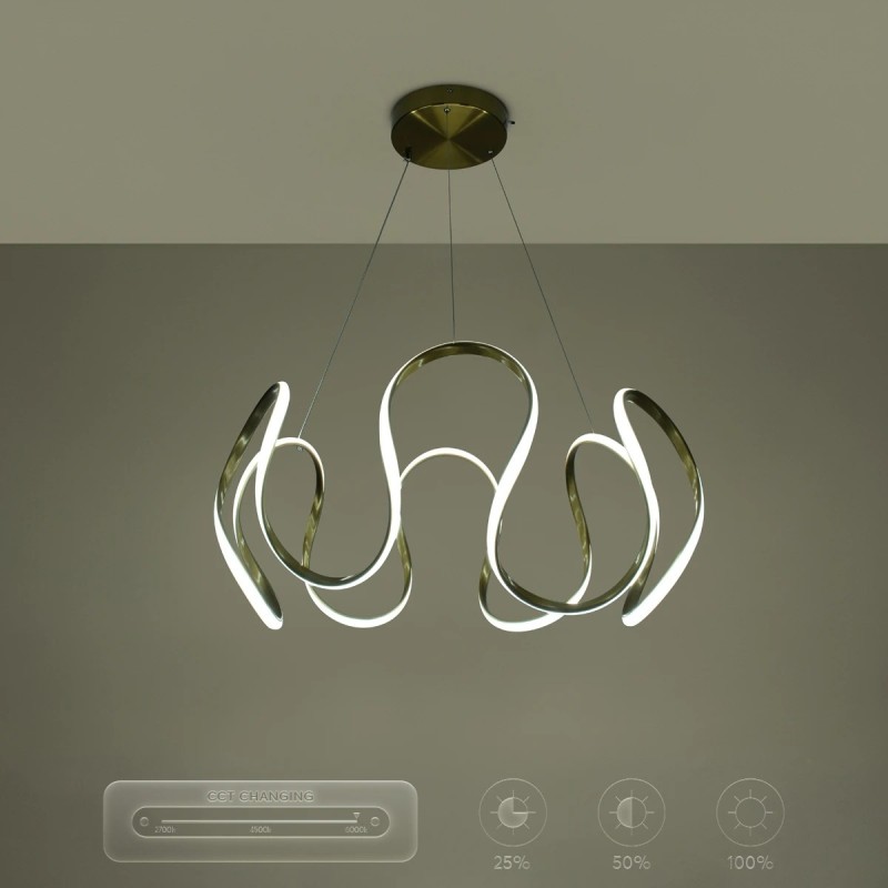 kelvo® TARANTULA KLV-101-0271 Κρεμαστό Φωτιστικό Οροφής LED 120W 12000lm 360° AC 220-240V IP20 Ρυθμιζόμενο Λευκό CCT με Χειριστήριο από 2700K έως 6000K Dimmable - Lumileds SMD Chip - Χρυσό Πλατίνα - Μ78 x Π78 x Υ31.5cm - 3 Χρόνια Εγγύηση