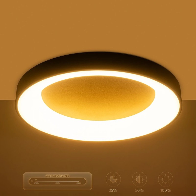 kelvo® SALEM KLV-101-0277 Φωτιστικό Οροφής LED 75W 7500lm 120° AC 220-240V IP20 Ρυθμιζόμενο Λευκό CCT με Χειριστήριο από 2700K έως 6000K Dimmable - Lumileds SMD Chip - Μαύρο Ματ - Μ45 x Π45 x Υ9.5cm - 3 Χρόνια Εγγύηση