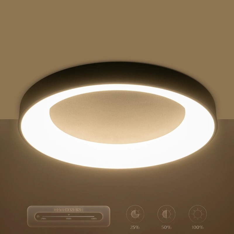 kelvo® SALEM KLV-101-0281 Φωτιστικό Οροφής LED 105W 10500lm 120° AC 220-240V IP20 Ρυθμιζόμενο Λευκό CCT με Χειριστήριο από 2700K έως 6000K Dimmable - Lumileds SMD Chip - Μαύρο Ματ - Μ60 x Π60 x Υ9.5cm - 3 Χρόνια Εγγύηση