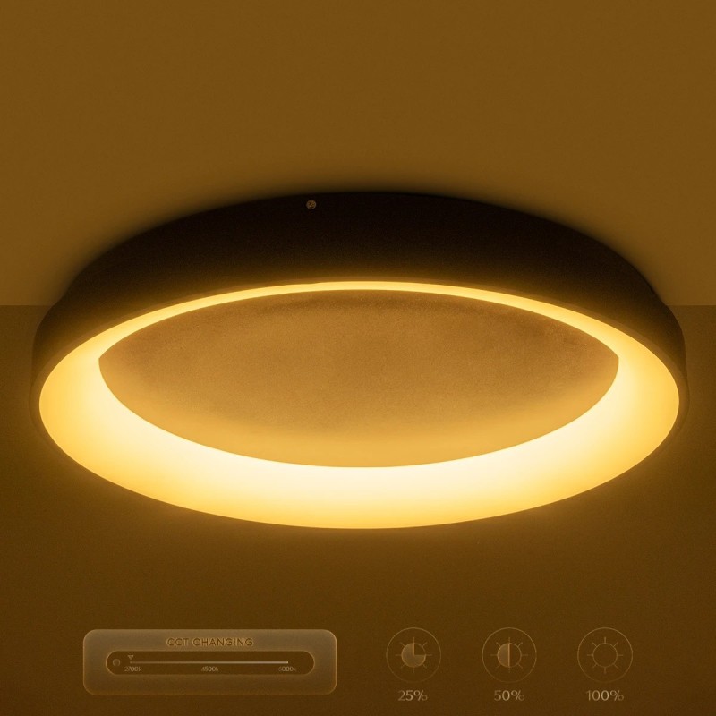 kelvo® SALEM KLV-101-0284 Φωτιστικό Οροφής LED 105W 10500lm 120° AC 220-240V IP20 Ρυθμιζόμενο Λευκό CCT με Χειριστήριο από 2700K έως 6000K Dimmable - Lumileds SMD Chip - Καφέ Ματ - Μ60 x Π60 x Υ9.5cm - 3 Χρόνια Εγγύηση