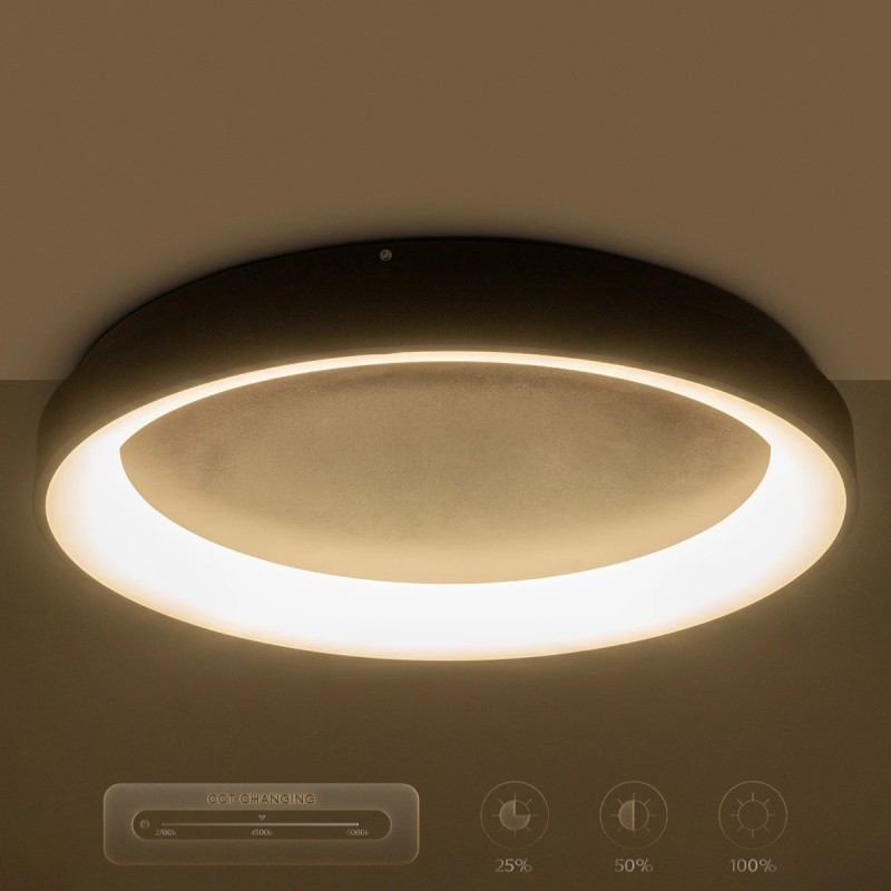 kelvo® SALEM KLV-101-0284 Φωτιστικό Οροφής LED 105W 10500lm 120° AC 220-240V IP20 Ρυθμιζόμενο Λευκό CCT με Χειριστήριο από 2700K έως 6000K Dimmable - Lumileds SMD Chip - Καφέ Ματ - Μ60 x Π60 x Υ9.5cm - 3 Χρόνια Εγγύηση