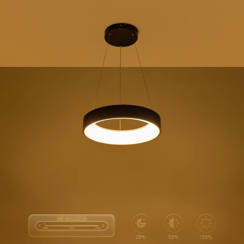 kelvo® SALEM KLV-101-0285 Κρεμαστό Φωτιστικό Οροφής LED 75W 7500lm 120° AC 220-240V IP20 Ρυθμιζόμενο Λευκό CCT με Χειριστήριο από 2700K έως 6000K Dimmable - Lumileds SMD Chip - Μαύρο Ματ - Μ45 x Π45 x Υ6cm - 3 Χρόνια Εγγύηση