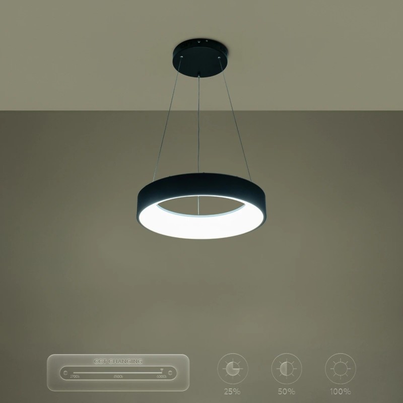 kelvo® SALEM KLV-101-0285 Κρεμαστό Φωτιστικό Οροφής LED 75W 7500lm 120° AC 220-240V IP20 Ρυθμιζόμενο Λευκό CCT με Χειριστήριο από 2700K έως 6000K Dimmable - Lumileds SMD Chip - Μαύρο Ματ - Μ45 x Π45 x Υ6cm - 3 Χρόνια Εγγύηση