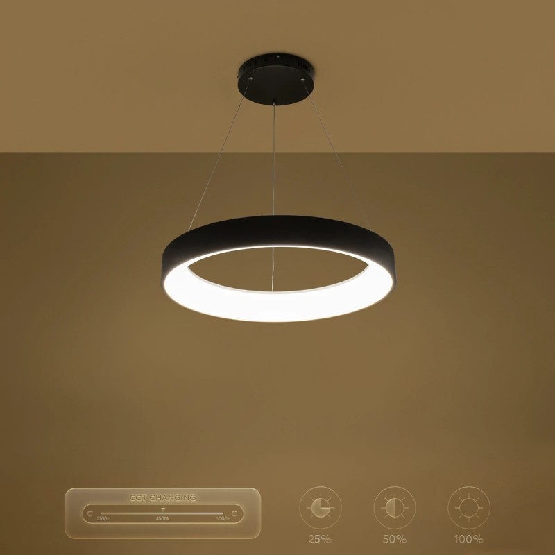 kelvo® SALEM KLV-101-0289 Κρεμαστό Φωτιστικό Οροφής LED 105W 10500lm 120° AC 220-240V IP20 Ρυθμιζόμενο Λευκό CCT με Χειριστήριο από 2700K έως 6000K Dimmable - Lumileds SMD Chip - Μαύρο Ματ - Μ60 x Π60 x Υ6cm - 3 Χρόνια Εγγύηση