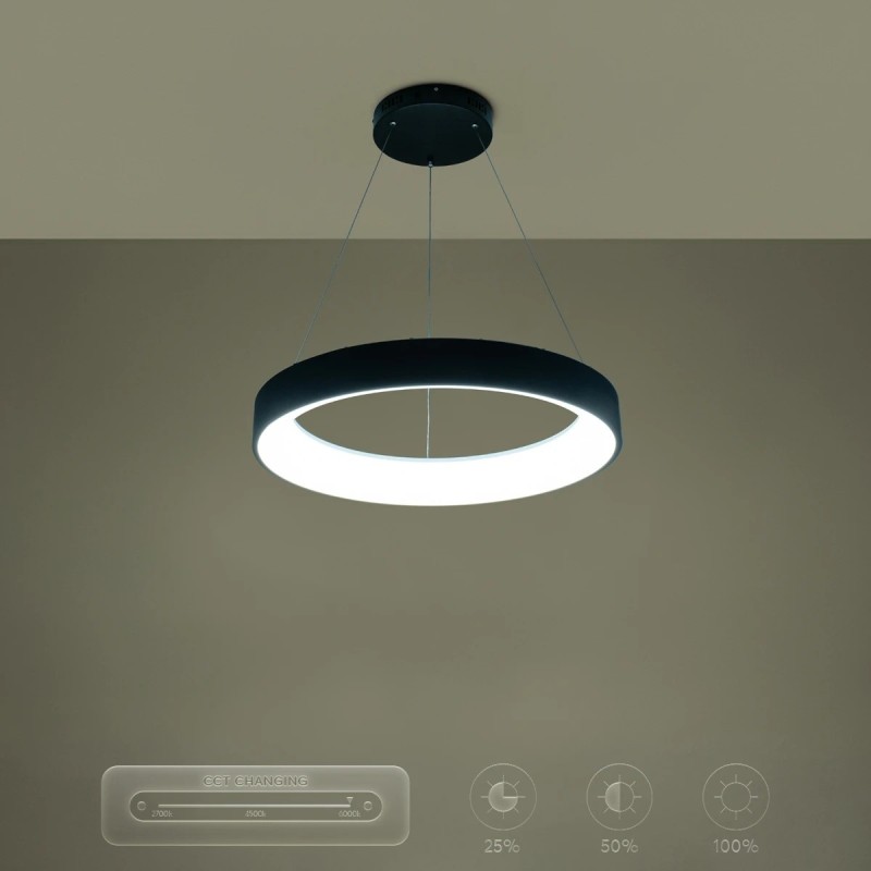 kelvo® SALEM KLV-101-0289 Κρεμαστό Φωτιστικό Οροφής LED 105W 10500lm 120° AC 220-240V IP20 Ρυθμιζόμενο Λευκό CCT με Χειριστήριο από 2700K έως 6000K Dimmable - Lumileds SMD Chip - Μαύρο Ματ - Μ60 x Π60 x Υ6cm - 3 Χρόνια Εγγύηση