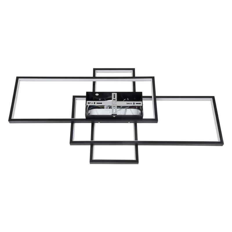 kelvo® QUADRA KLV-101-0293 Φωτιστικό Οροφής LED 100W 10000lm 120° AC 220-240V IP20 Ρυθμιζόμενο Λευκό CCT με Χειριστήριο από 2700K έως 6000K Dimmable - Lumileds SMD Chip - Μαύρο Ματ - Μ85 x Π45 x Υ9cm - 3 Χρόνια Εγγύηση