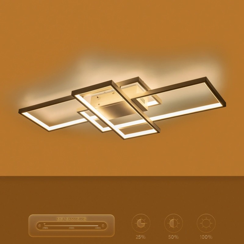 kelvo® QUADRA KLV-101-0294 Φωτιστικό Οροφής LED 100W 10000lm 120° AC 220-240V IP20 Ρυθμιζόμενο Λευκό CCT με Χειριστήριο από 2700K έως 6000K Dimmable - Lumileds SMD Chip - Λευκό Ματ - Μ85 x Π45 x Υ9cm - 3 Χρόνια Εγγύηση