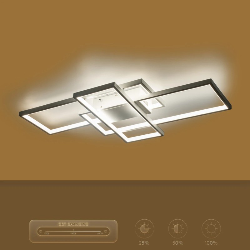 kelvo® QUADRA KLV-101-0294 Φωτιστικό Οροφής LED 100W 10000lm 120° AC 220-240V IP20 Ρυθμιζόμενο Λευκό CCT με Χειριστήριο από 2700K έως 6000K Dimmable - Lumileds SMD Chip - Λευκό Ματ - Μ85 x Π45 x Υ9cm - 3 Χρόνια Εγγύηση