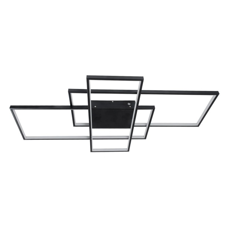 kelvo® QUADRA KLV-101-0296 Φωτιστικό Οροφής LED 120W 12000lm 120° AC 220-240V IP20 Ρυθμιζόμενο Λευκό CCT με Χειριστήριο από 2700K έως 6000K Dimmable - Lumileds SMD Chip - Μαύρο Ματ - Μ105 x Π60 x Υ9cm - 3 Χρόνια Εγγύηση