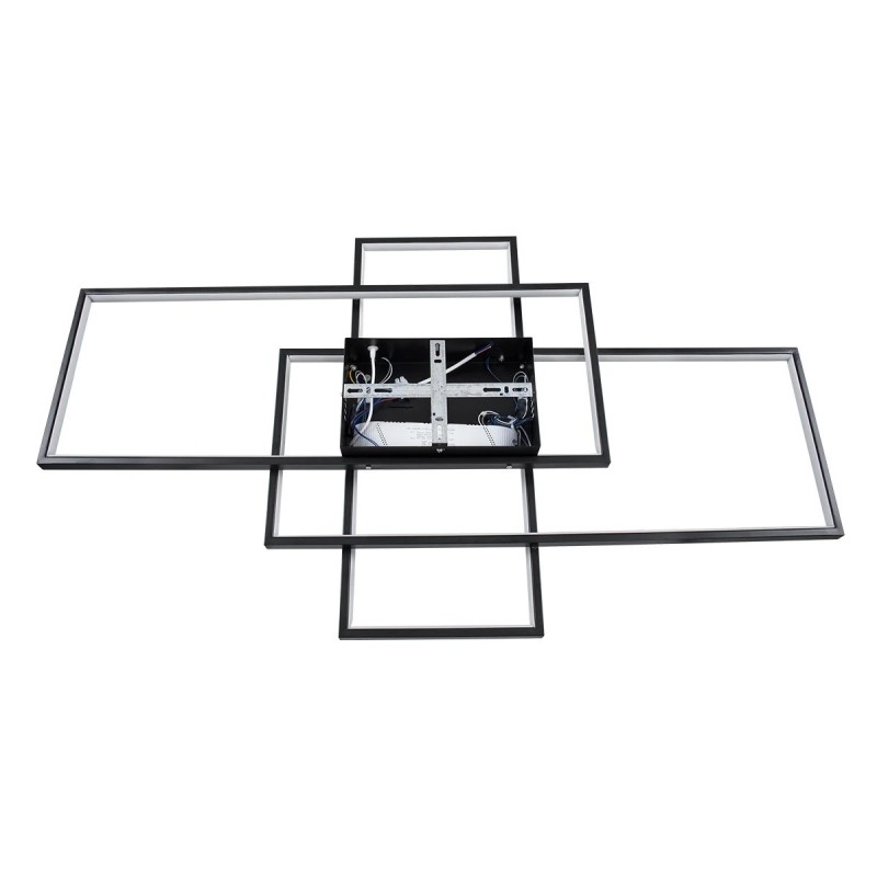 kelvo® QUADRA KLV-101-0296 Φωτιστικό Οροφής LED 120W 12000lm 120° AC 220-240V IP20 Ρυθμιζόμενο Λευκό CCT με Χειριστήριο από 2700K έως 6000K Dimmable - Lumileds SMD Chip - Μαύρο Ματ - Μ105 x Π60 x Υ9cm - 3 Χρόνια Εγγύηση