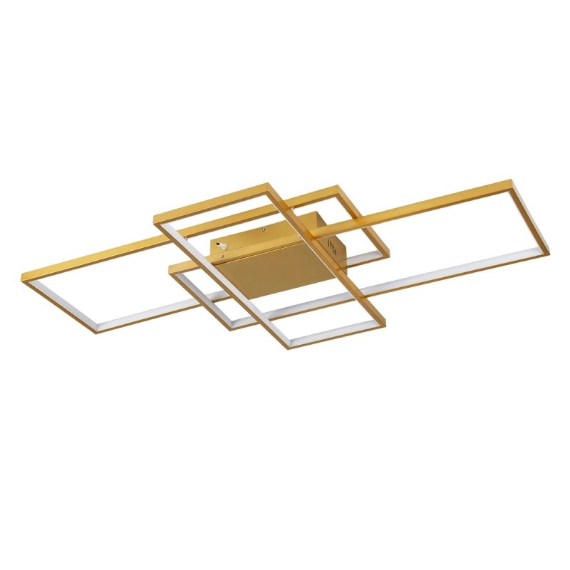 kelvo® QUADRA KLV-101-0298 Φωτιστικό Οροφής LED 120W 12000lm 120° AC 220-240V IP20 Ρυθμιζόμενο Λευκό CCT με Χειριστήριο από 2700K έως 6000K Dimmable - Lumileds SMD Chip - Σαμπανιζέ Χρυσό Ματ - Μ105 x Π60 x Υ9cm - 3 Χρόνια Εγγύηση