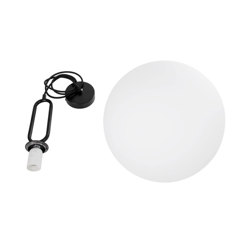 kelvo® BELLISSIMO KLV-101-0375 Κρεμαστό Φωτιστικό Οροφής για Λάμπα με Ντουί E27 AC 220-240V IP20 - Μαύρο Ματ & Λευκό - Μ40 x Π40 x Υ62cm