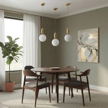 kelvo® ESTETICO KLV-101-0382 Κρεμαστό Φωτιστικό Οροφής για Λάμπα με Ντουί E27 AC 220-240V IP20 - Χρυσό Βούρτσας Πλατίνα & Λευκό - Μ20 x Π20 x Υ38cm