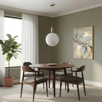 kelvo® ESTETICO KLV-101-0384 Κρεμαστό Φωτιστικό Οροφής για Λάμπα με Ντουί E27 AC 220-240V IP20 - Χρυσό Βούρτσας Πλατίνα & Λευκό - Μ40 x Π40 x Υ58cm