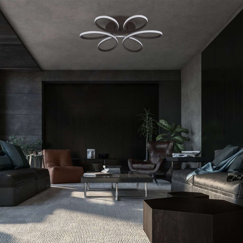 GLOBOSTAR® MARGARET 61402 Μοντέρνο Κρεμαστό Φωτιστικό Οροφής LED 54W 6210lm 360° AC 220-240V IP20 Ρυθμιζόμενο Λευκό CCT με Χειριστήριο από 2700K έως 6000K Dimmable - Lumileds SMD Chip - Καφέ Ματ - Μ57 x Π57 x Υ12cm - 3 Χρόνια Εγγύηση