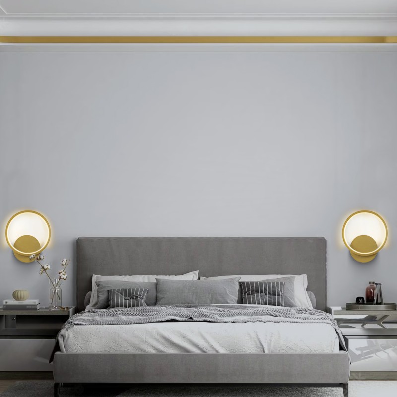 GLOBOSTAR® TED 61072 Μοντέρνο Φωτιστικό Τοίχου - Απλίκα LED 9W 1080lm 300° AC 220-240V IP20 Ρυθμιζόμενο Λευκό CCT με On/Off 2700K/4500K/6000K - Lumileds SMD Chip - Χρυσό Βούρτσας - Μ20 x Π5.5 x Υ23cm - 3 Χρόνια Εγγύηση