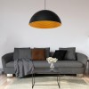 GloboStar® MEDEA 01344 Μοντέρνο Κρεμαστό Φωτιστικό Καμπάνα Μονόφωτο 1 x E27 IP20 Μαύρο & Χρυσό Μέταλλο - Μ60 x Π60 x Υ30cm