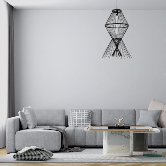 GloboStar® YOSHI 01929 Boho Κρεμαστό Φωτιστικό Πλέγμα Μονόφωτο 1 x E27 IP20 Μαύρο Ξύλο - Μ35 x Π35 x Υ60cm GloboStar® YOSHI 01929 Boho Κρεμαστό Φωτιστικό Πλέγμα Μονόφωτο 1 x E27 IP20 Μαύρο Ξύλο - Μ35 x Π35 x Υ60cm