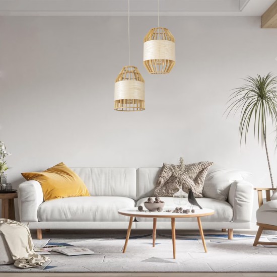 GloboStar® GALIA 02219 Boho Κρεμαστό Φωτιστικό Πλέγμα Μονόφωτο 1 x E27 IP20 Μπεζ & Καφέ Ξύλο - Μ30 x Π30 x Υ40cm GloboStar® GALIA 02219 Boho Κρεμαστό Φωτιστικό Πλέγμα Μονόφωτο 1 x E27 IP20 Μπεζ & Καφέ Ξύλο - Μ30 x Π30 x Υ40cm