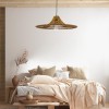 GloboStar® PALERMO 02310 Boho Κρεμαστό Φωτιστικό Πλέγμα Μονόφωτο 1 x E27 IP20 Καφέ Ξύλο - Μ60 x Π60 x Υ18cm