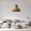 GloboStar® CABALLEROS 02058 Boho Κρεμαστό Φωτιστικό Καμπάνα Μονόφωτο 1 x E27 IP20 Πολύχρωμο Ξύλο - Μ70 x Π70 x Υ60cm