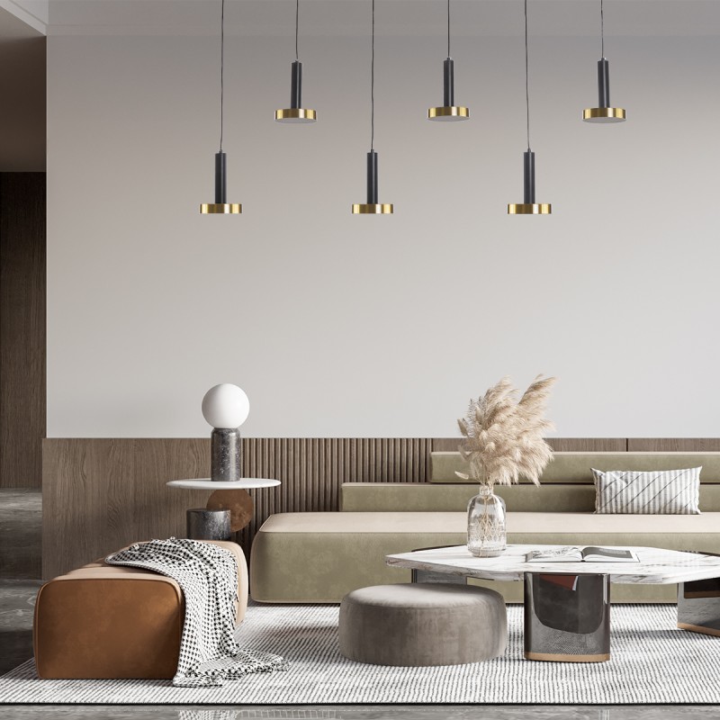 GLOBOSTAR® ZANE 60937 Κρεμαστό Φωτιστικό Design LED CCT 100W 11200lm 120° AC 220-240V IP20 - Εναλλαγή Φωτισμού μέσω Τηλεχειριστηρίου All In One Ψυχρό 6000k+Φυσικό 4500k+Θερμό 2700k Dimmable - Μ160 x Π15 x Υ20cm - Μαύρο & Χρυσό - 3 Χρόνια Εγγύηση