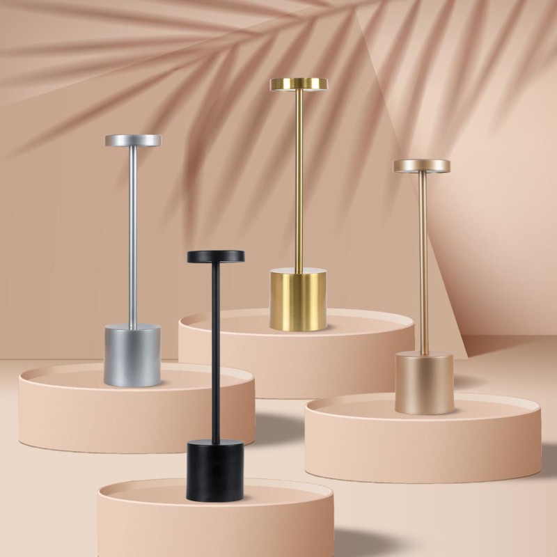 GloboStar® JOJO 76520 Μοντέρνο Επιτραπέζιο Φωτιστικό Πορτατίφ LED 1.5W 105lm 120° DC 5V Επαναφορτιζόμενο με Μπαταρία Li-ion 1800mAh - Διακόπτη Αφής με 3 Εναλλαγές Φωτισμού CCT Θερμό - Φυσικό - Ψυχρό 1500K - 4500K - 6000K Dimmable - D8 x H34cm - Μαύρο