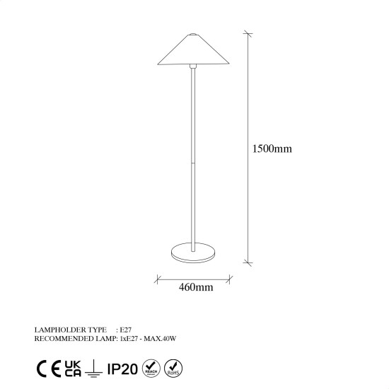 Floor Lamp Mixed - 11512-US Gold Floor Lamp Mixed - 11512-US Gold