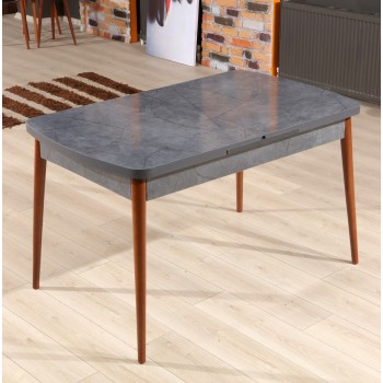 Επεκτεινόμενο Τραπέζι Τραπεζαρίας - Aris - Χρώμα Ανθρακί Καρυδί - 132x76,5x79εκ