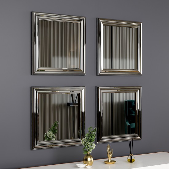 Mirror Set (4 Pieces) Loza - Silver Silver Mirror Set (4 Pieces) Loza - Silver Silver