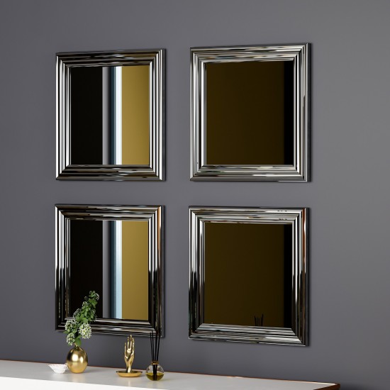 Mirror Set (4 Pieces) Loza - Silver Silver Mirror Set (4 Pieces) Loza - Silver Silver