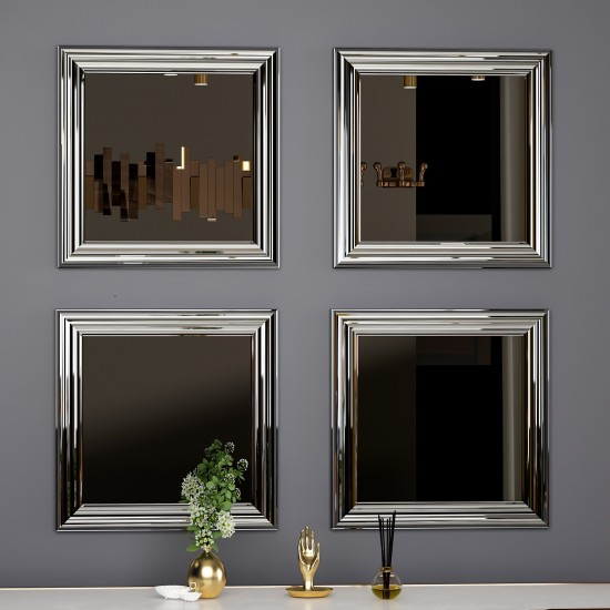 Mirror Set (4 Pieces) Loza - Silver Silver Mirror Set (4 Pieces) Loza - Silver Silver
