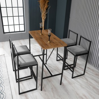 Bar Table & Stool Set (5 Pieces) Nordic - Fume Fume
Walnut
Black