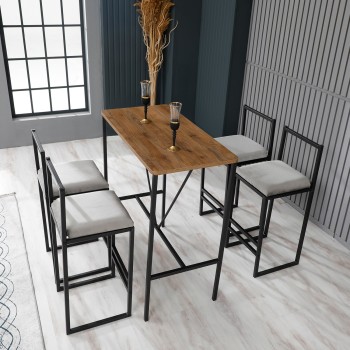 Bar Table & Stool Set (5 Pieces) Nordic - Cream Cream
Walnut
Black