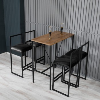 Bar Table & Stool Set (5 Pieces) Nordic - Black Walnut
Black