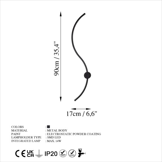 Wall Lamp Uyan - 13601 Black Wall Lamp Uyan - 13601 Black